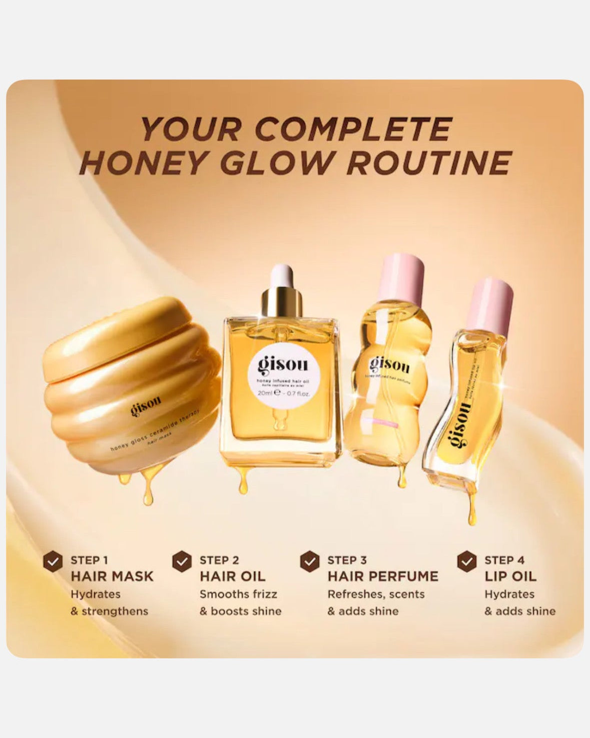 Gisou Glow All The Way Hair and Lip Gift Set