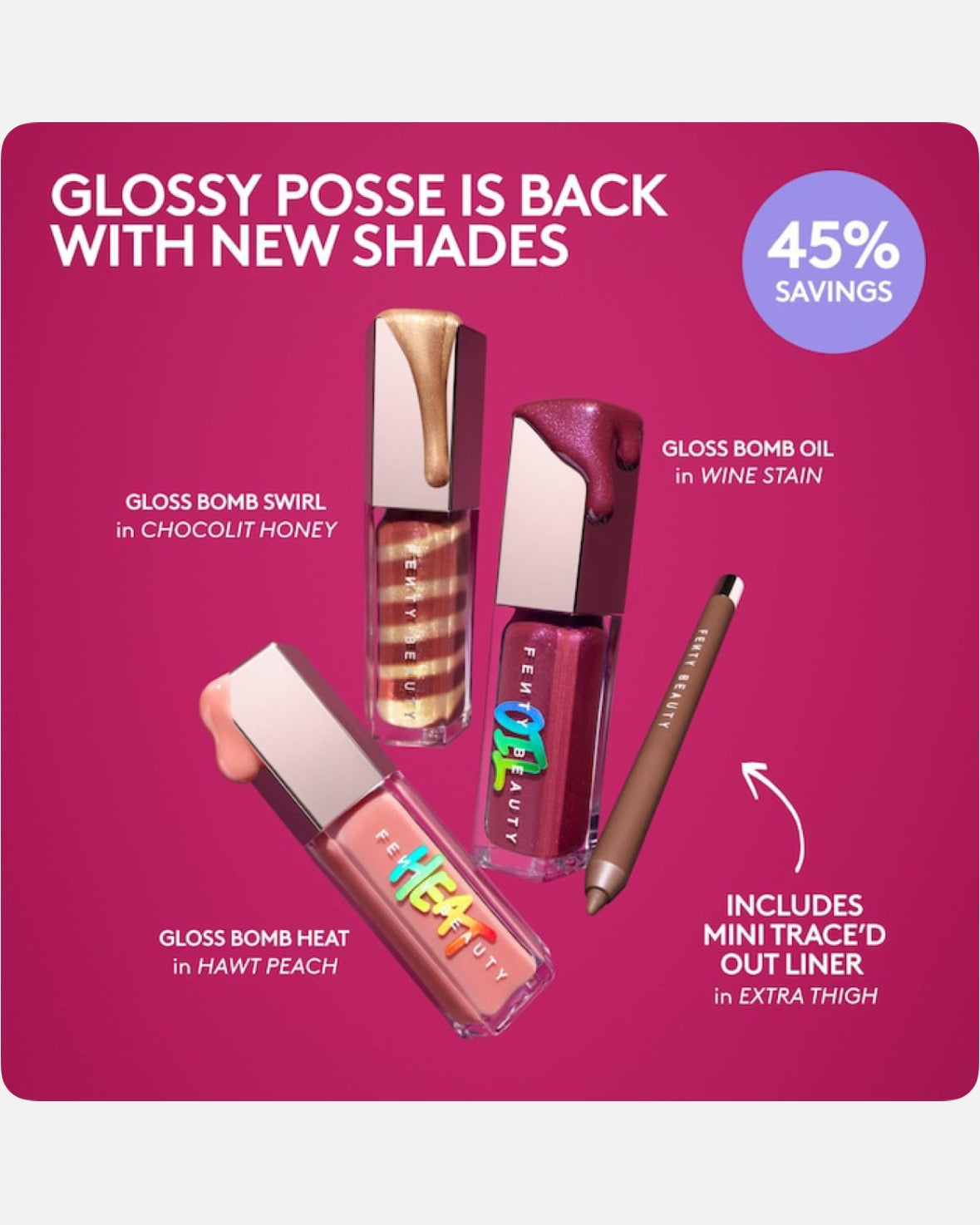 Fenty Beauty by Rihanna Glossy Posse IX 4-Piece Lip Makeup Gift Set