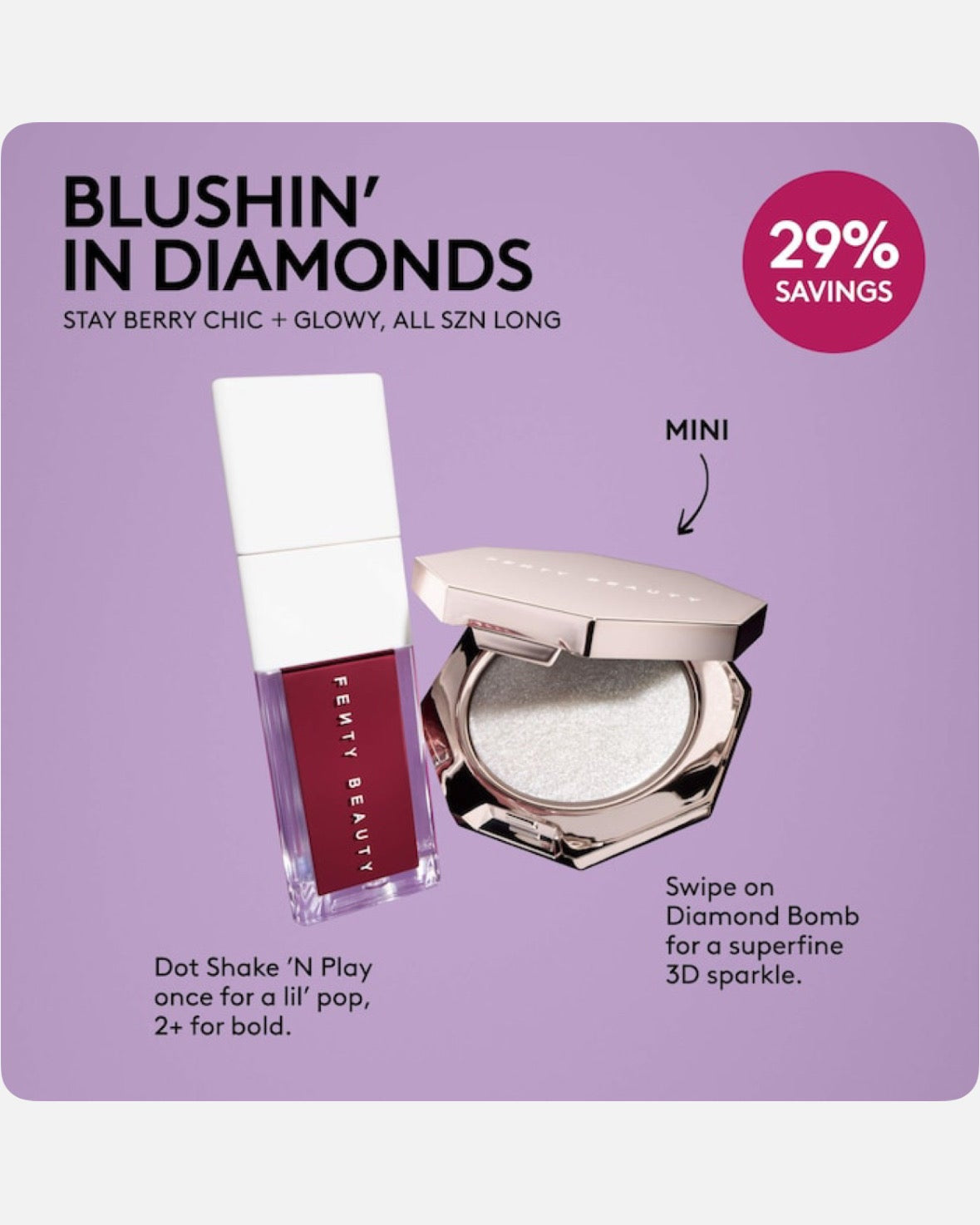 Fenty Beauty by Rihanna Blushin' In Diamonds Liquid Blush + Highlighter Duo Makeup Gift Set