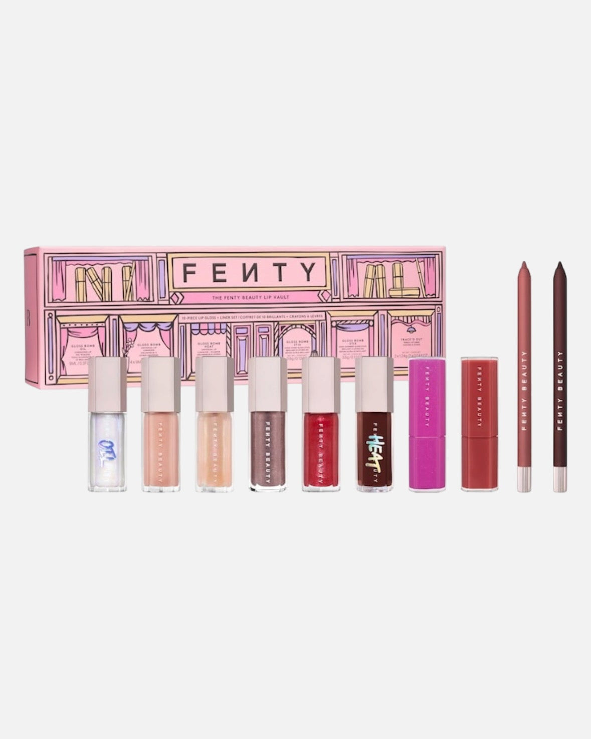 Fenty Beauty by Rihanna The Fenty Beauty Lip Vault 10-Piece Lip Gloss + Liner Makeup Gift Set