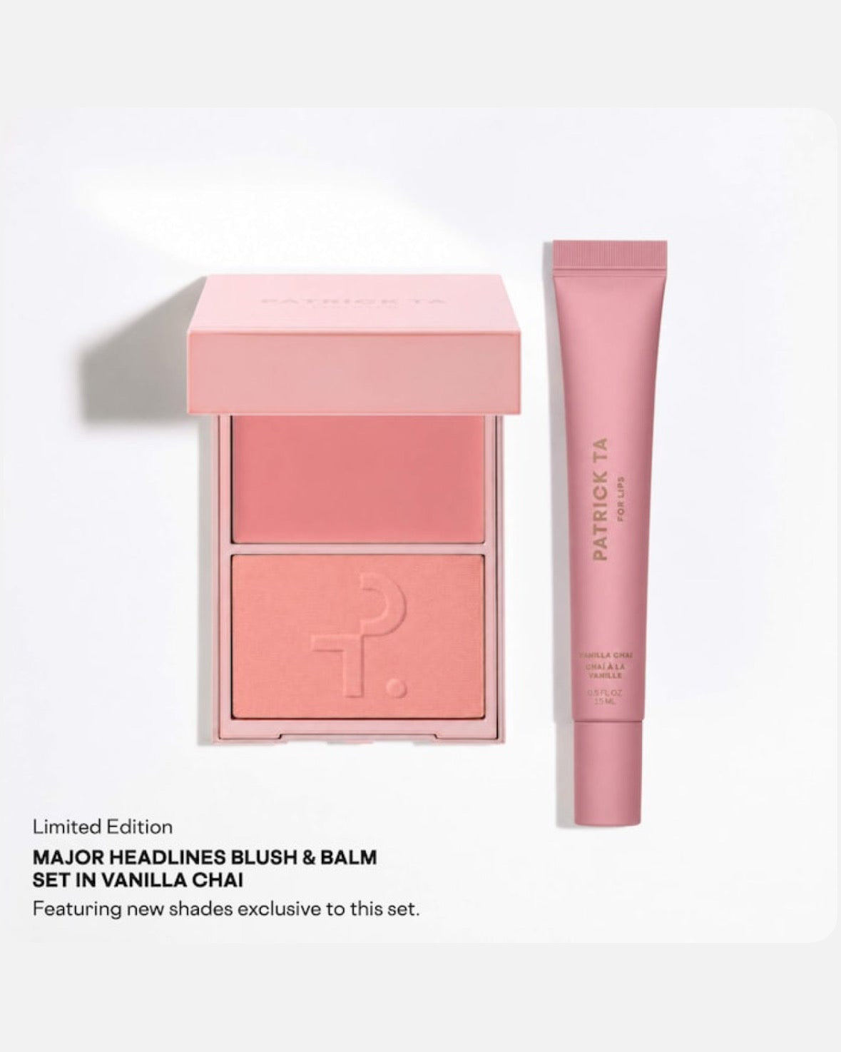 PATRICK TA Major Headlines Double-Take Crème & Powder Blush Duo & Lip Balm Makeup Gift Set
