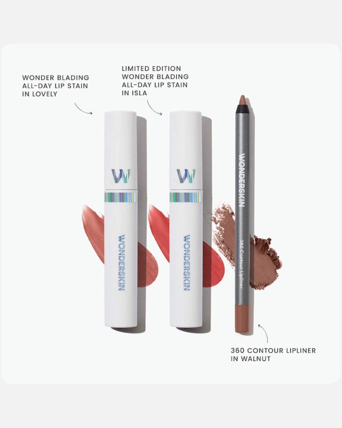Wonderskin Holiday Lip Stain and Lip Liner Trio Makeup Gift Set
