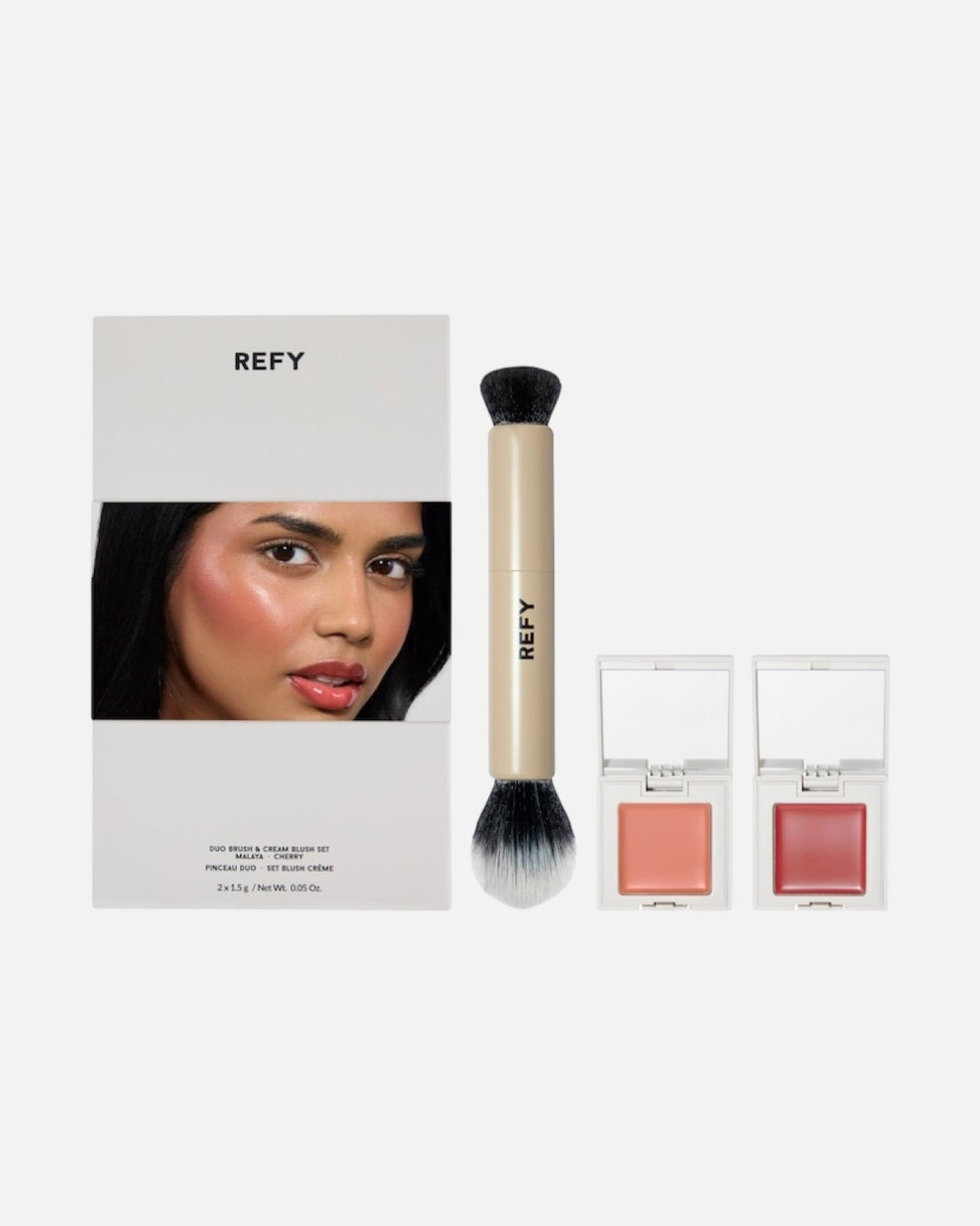 REFY Cream Blush Duo with Duo Face Brush Gift Set