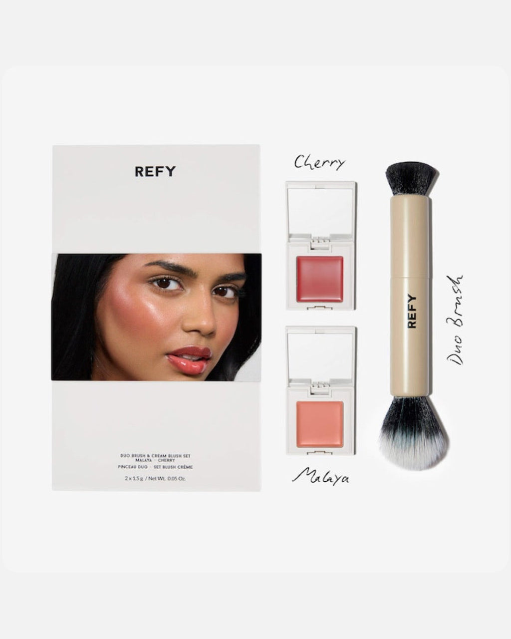 REFY Cream Blush Duo with Duo Face Brush Gift Set