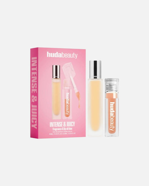 HUDA BEAUTY Intense & Juicy Fragrance & Lip Oil Duo