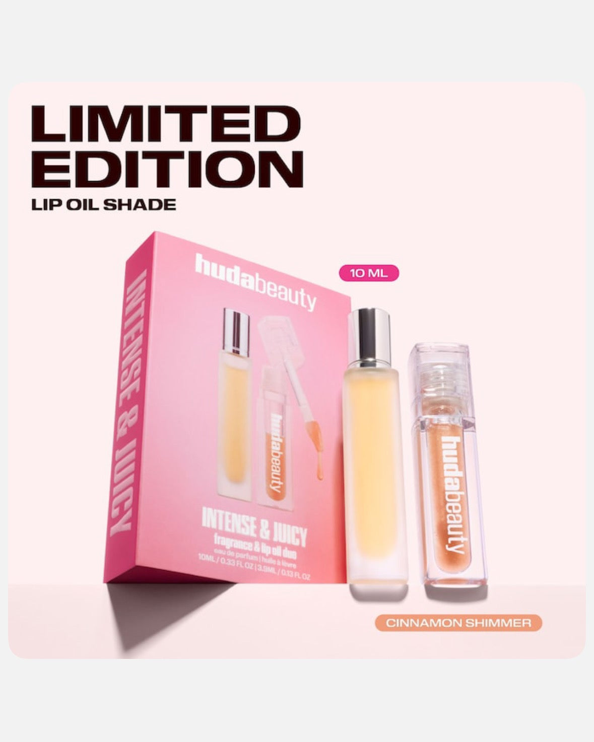 HUDA BEAUTY Intense & Juicy Fragrance & Lip Oil Duo