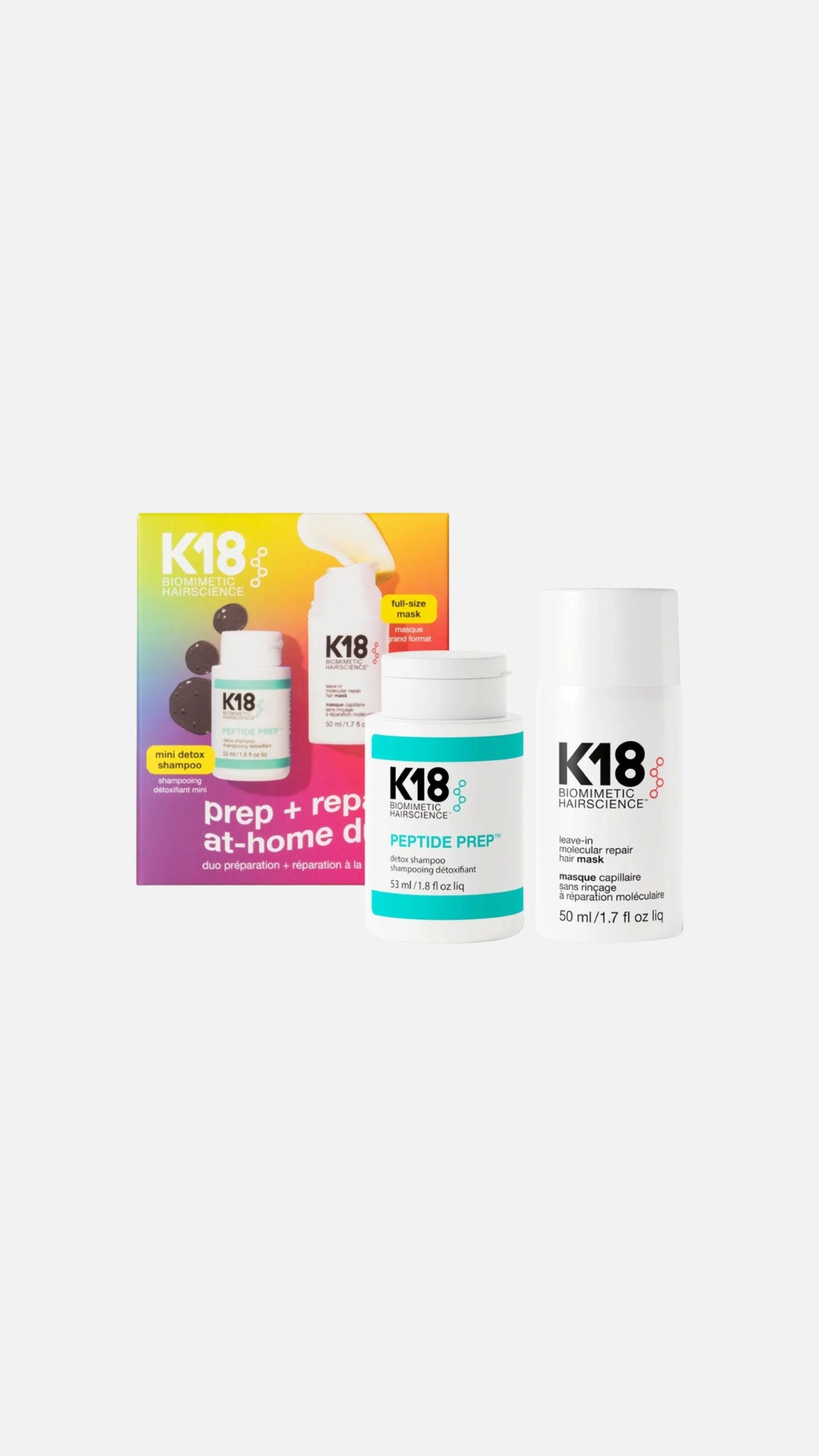 K18 Biomimetic Hairscience Prep + Repair at Home Duo