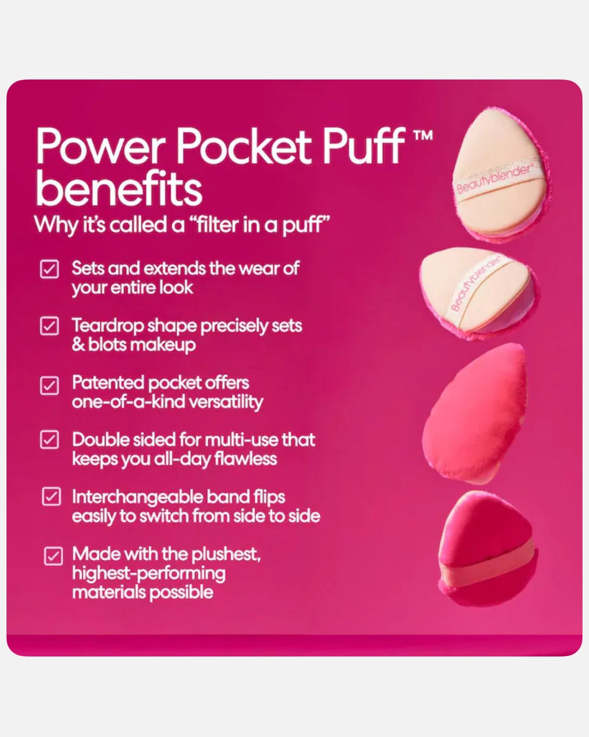 Beautyblender POWER POCKET PUFF™ Dual-Sided Powder Puff for Setting and Baking