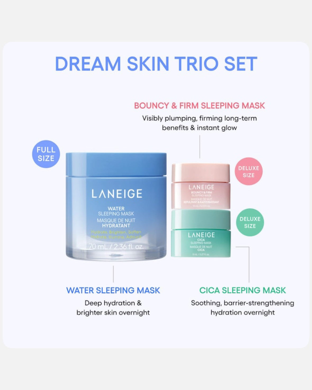 LANEIGE Dream Skin Trio Sleeping Masks Set