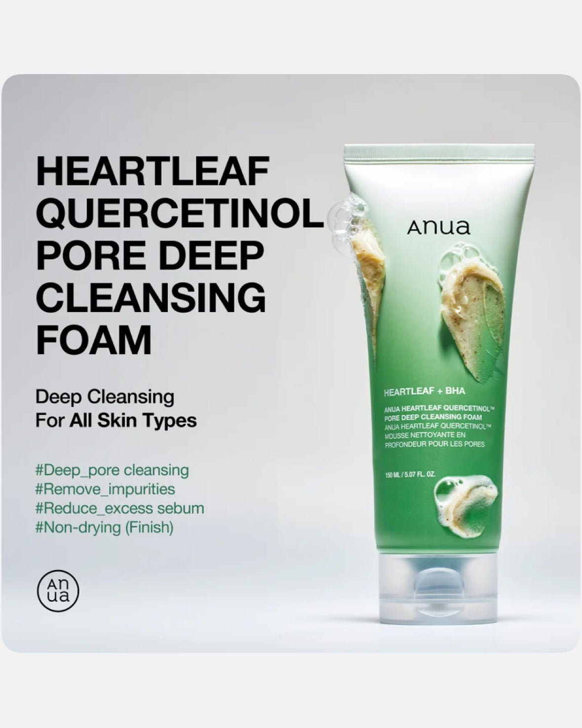 Anua Heartleaf Quercetinol Pore Deep Cleansing Foam 150ml