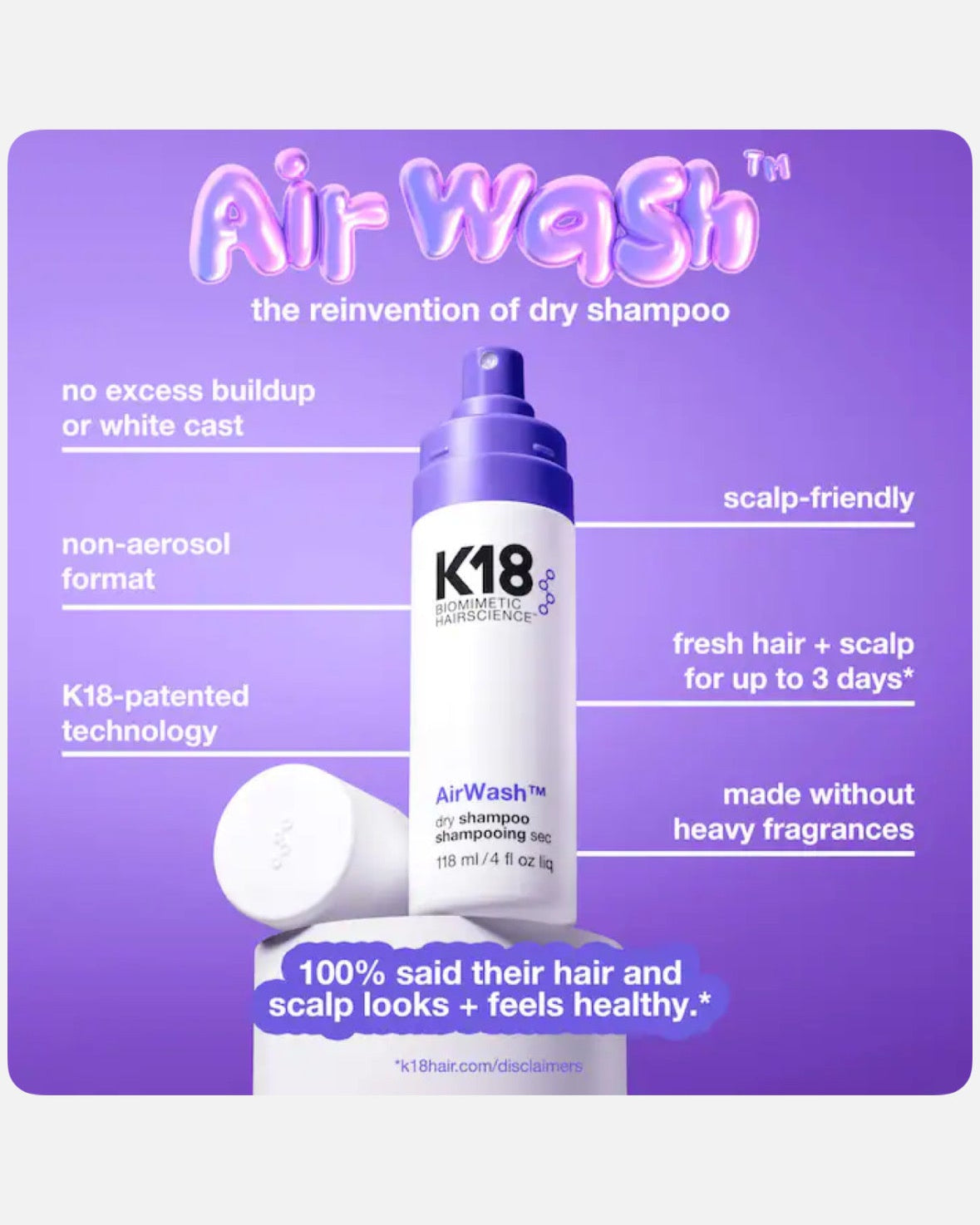 K18 Biomimetic Hairscience AirWash™ Dry Shampoo