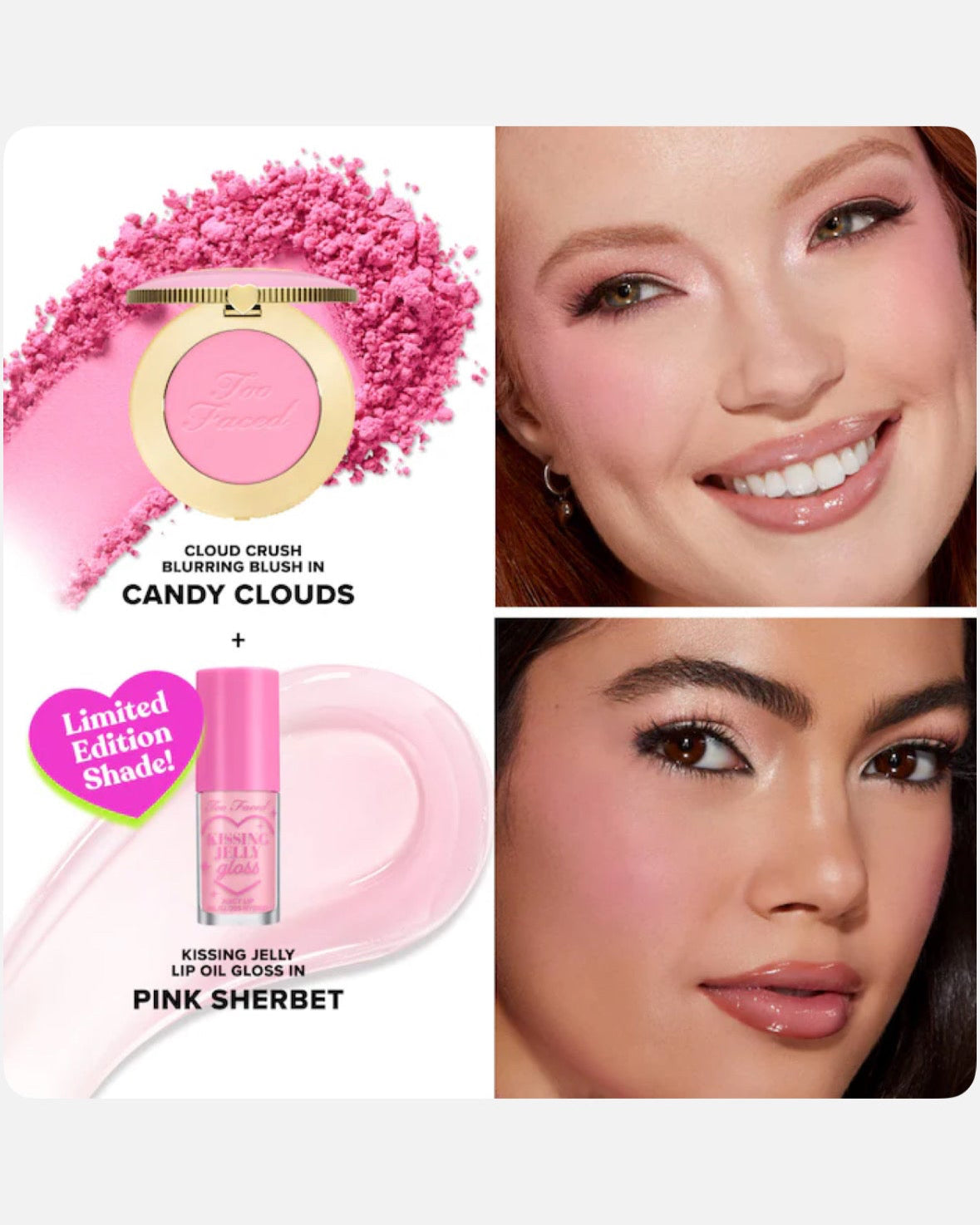 Too Faced Dream A Little Dream Makeup Gift Set: Cloud Crush Blush & Kissing Jelly Lip Oil