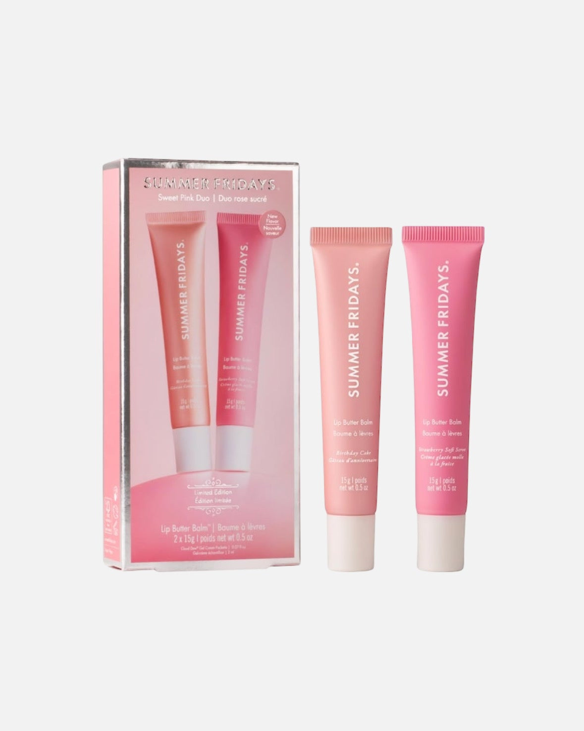 Summer Fridays Sweet Pink Duo with Birthday Cake + Strawberry Soft Serve Lip Butter Balm